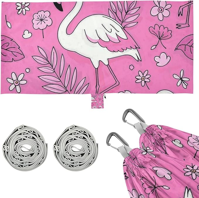 Elegant Animal Flamingo Peach 330lb Capacity Outdoor Hammock with Portabl Carry Bag Fabric Hammock for Outside Patio Garden Silla hamacas para adultos