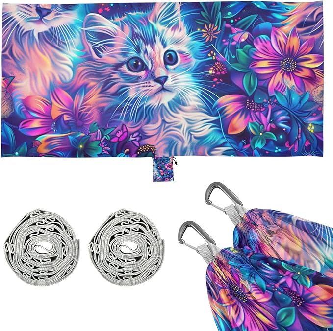 Colorful Cartoon Kittens 330lb Capacity Hammocks with Tree Straps Hanging Hammock for Indoor Outdoor Patio hamaca con Base para adultos