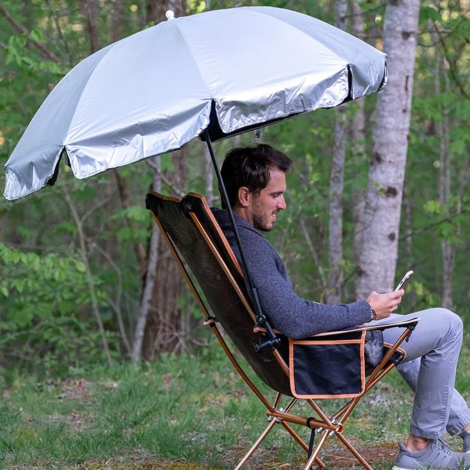 Prospo Beach Chair Umbrella with Universal Adjustable Clamp, UV Protection Sunshade Umbrella for Outdoor, Strollers, Wheelchairs, Patio Chairs, Bleacher, and Golf Carts