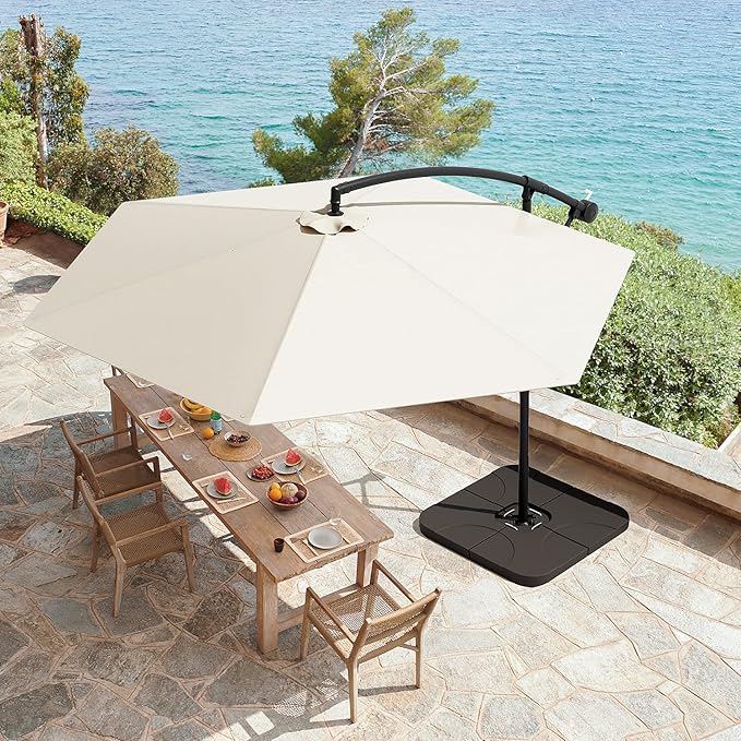 Greesum 9FT Patio Umbrella, Outdoor Table Umbrella with Push Button Tilt, Crank and 8 Sturdy Ribs for Garden, Lawn, Backyard & Pool