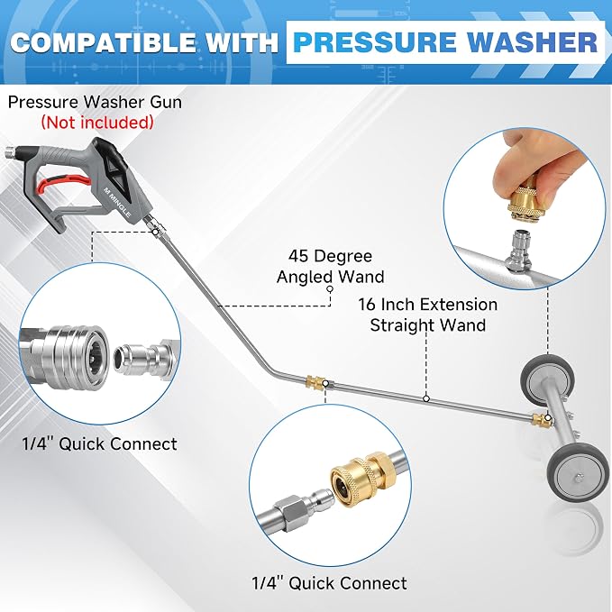 M MINGLE Pressure Washer Water Broom, 13 Inch Water Broom for Garden Hose and Pressure Washer, Sweep Driveway, Multi-Use for Sidewalk, Deck, Garden, 4000 PSI