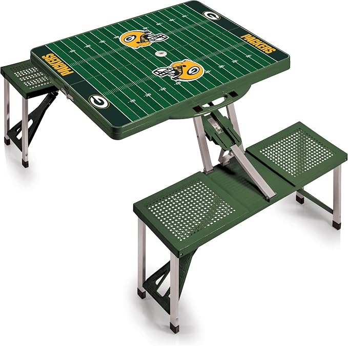 PICNIC TIME NFL Picnic Table Portable Folding Table with Seats and Umbrella