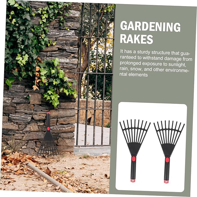 2pcs Plastic Garden Rakes for Grass and Dead Leaves, Practical Gardening Tools for Lawn Care, Lightweight Hand Rakes for Loosening Soil and Collecting Debris