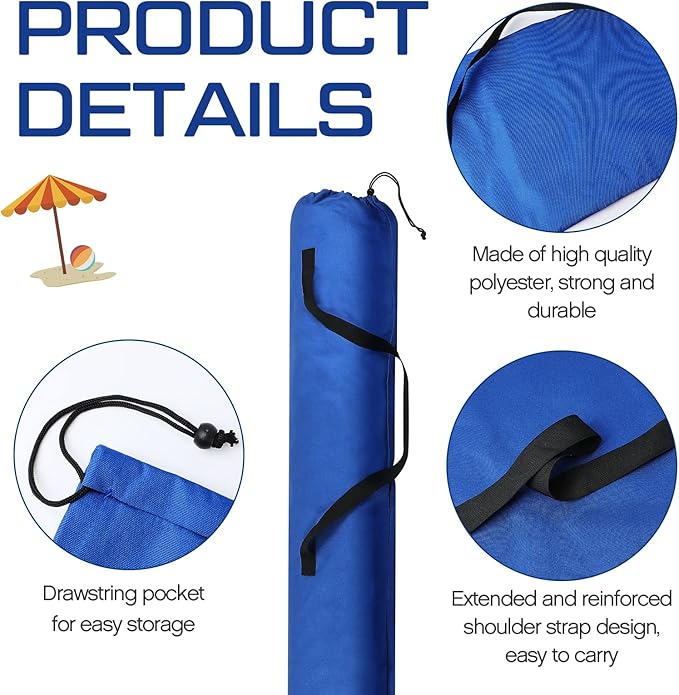 Dunzy 2 Pcs Beach Bags for Umbrella Waterproof Storage Bag for Umbrella with Shoulder Strap Carry Handle Large Foldable Bag for Umbrellas Outdoor Camping Traveling Patio Beach, Blue, 57 x 10 Inch