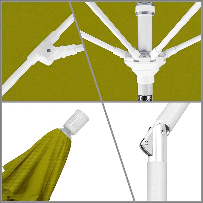 California Umbrella 11' Round Fiberglass Rib Market Umbrella, Crank Lift, Collar Tilt, Ginkgo