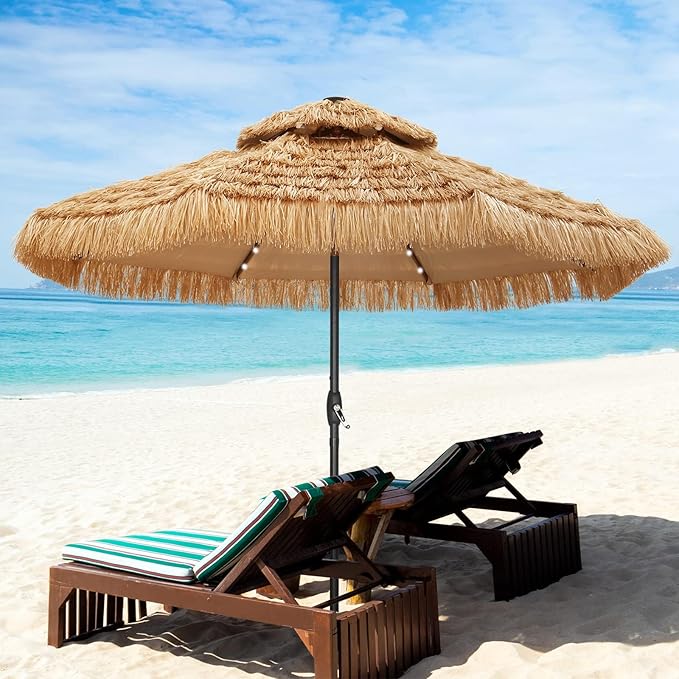 7.5FT Patio Umbrella, Outdoor Table Umbrella, Market Umbrella with Push Button Tilt and Crank for Garden, Lawn, Deck, Backyard & Pool