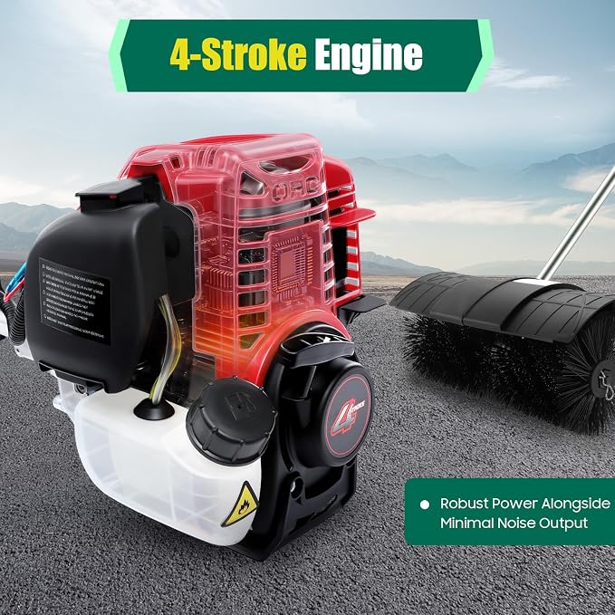 4 Stroke Handheld Sweeper Broom, Engine Power Lawn Sweeping Broom, Snow Cleaner Tools for Grooming Lawns On Farms, Streets, Parks