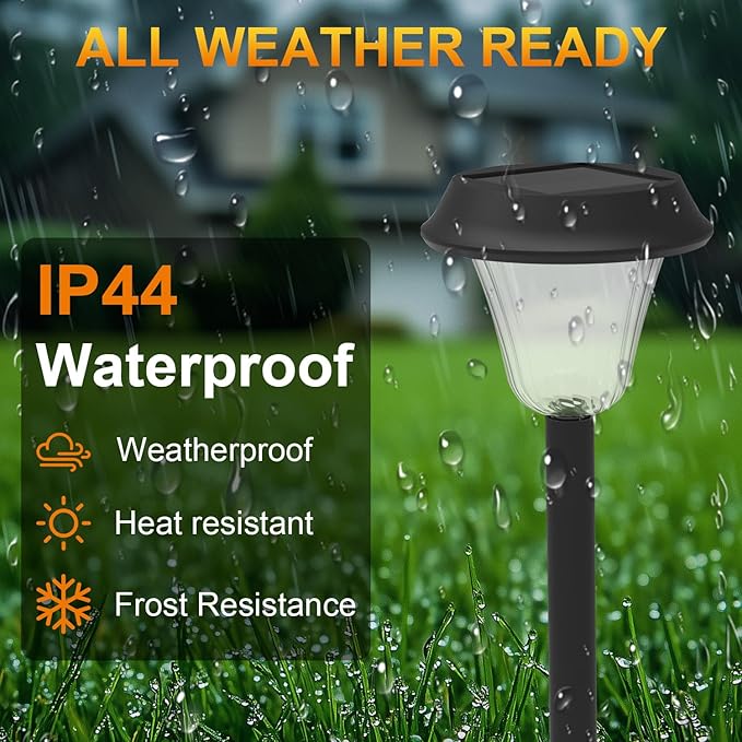 Solar Lights Outdoor Pathway, 6 Pack Waterproof Garden Pathway Lights Solar Powered, Small Outdoor Solar Stake Lights for Yard Driveway Walkway Lawn Decorative, Multicolor/Warm White LED, Auto On/Off