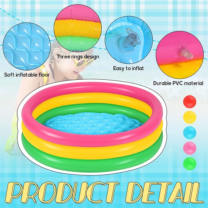 Honoson Inflatable Kiddie Pool Baby Pool with 50 Pcs Balls, Inflatable Swimming Pools Blow up for Beach Water Play Backyard Summer Indoor and Outdoor Party Supplies(35.4 Inch)