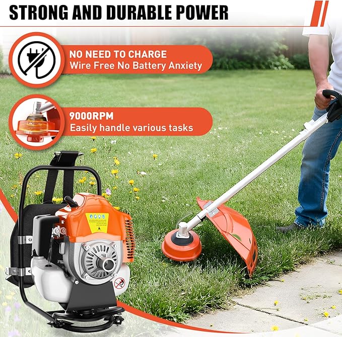 Baotree 52cc Gas Powered Pole Saws,2-Stroke Weed Eater for Tree Trimming, 3 in 1 Gas Brush Cutter,Carb Compliant Lawn Equipment, Quick Start Grass Cutter