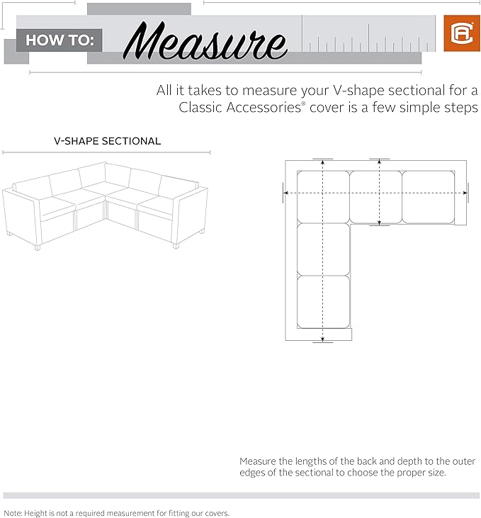 Classic Accessories Terrazzo Water-Resistant 100 Inch Patio V-Shaped Sectional Lounge Set Cover, Patio Furniture Covers