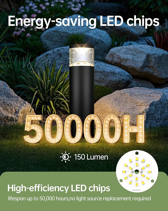 LITFIT 4Pack Low Voltage Bollard Landscape Lights, 12V Aluminum Path Light | 5W 3000K Warm White Electric Outdoor Garden Light with Connectors, 50000H Waterproof Wired LED Lawn Walkway Light, ETL Listed