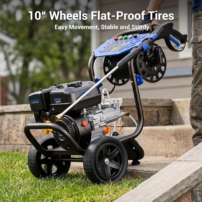 Gas Pressure Washer 3600 PSI 2.3 GPM, 212cc Gas Powered Pressure Washer with Soap Tank, 30 FT Hose & 5 Nozzles, Heavy Duty Power Washer for Driveways, Patios, Cars, RVs & Commercial Cleaning