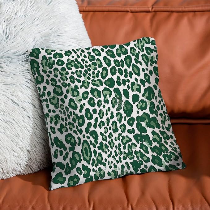 Leopard Graphite Green Dot Pillowcase Green African Tribal Throw Pillow Cover Modern Outdoor Waterproof Decorative Pillow Cover for Patio Garden Sofa Chairs 24x24 in