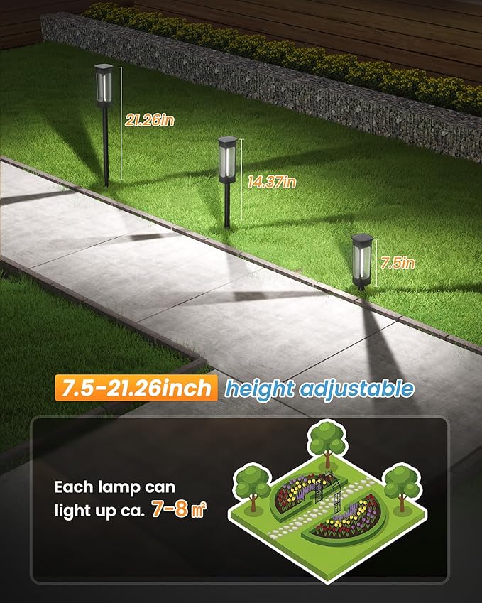 VOLISUN Solar Pathway Lights,6 Pack LED Solar Lights Outdoor Waterproof, Landscape Lighting,Cool White Color Solar Path Lights,Landscape Lights,Solar Garden Lights for Yard Lawn Driveway Walkway