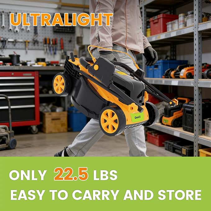 20V Cordless Lawn Mower, 13" Electric Push Mower with 2 x 4.0Ah Batteries & Charger, 5-Position Height Adjustment, Lightweight Battery Powered Lawn Mower with Grass Collection Bag for Yard