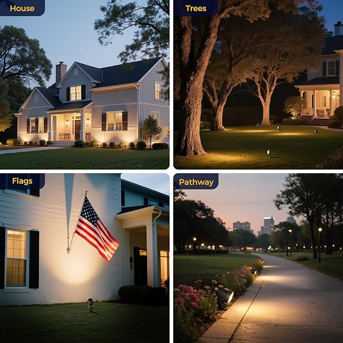 L LOHAS LED 5W Dusk to Dawn Outdoor Lighting, Auto On/Off 3000K Landscape Outdoor Spotlight, IP66 Waterproof Plug in Spot Lights for Yard, Garden, House, Pathway, Plant, UL Listed (8 Pack)