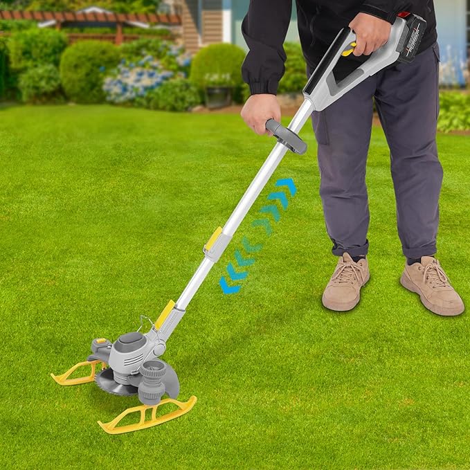 Cordless Weed Wacker String Trimmer, 3-in-1 Electric Grass Trimmer with 4.0Ah Battery, Adjustable Telescopic Pole Edger Lawn Tool, Grass Trimmer/Brush Cutter/Lawn Edger for Yard Garden Orchard