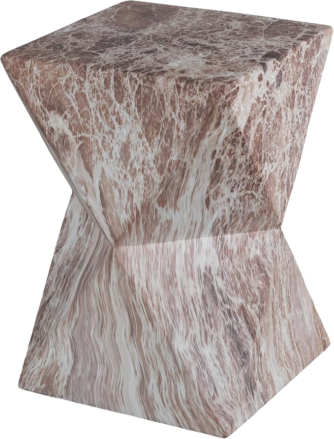 12.4" Cement End Tables for Patio,Marble | Faux Terrazzo Modern Small Squre Side Accent Table,Tree Stump Garden Stool Drum Indoor and Outdoor
