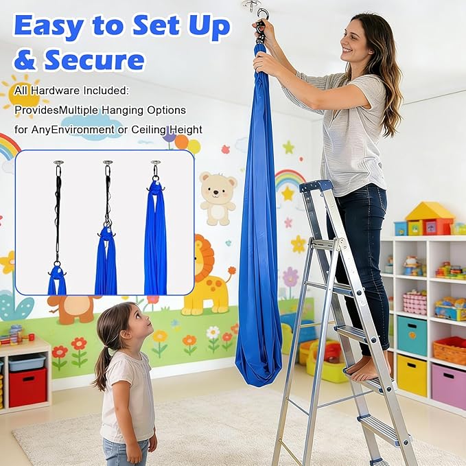 Sensory Swing for Kids, Indoor Therapy Swing with 360° Swivel Hanger & Adjustable Straps, Double Layer Cuddle Swing for Children with Autism, Supports up to 400lbs