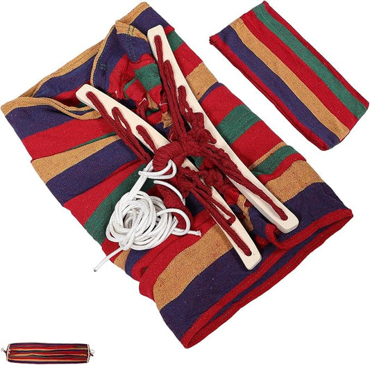 Outdoor Camping Canvas Hammock 200X80Cm Single with Anti-Tip Design, Heavy Duty Portable Swing Bed for Hiking, Yard, Backyard and Travel Use