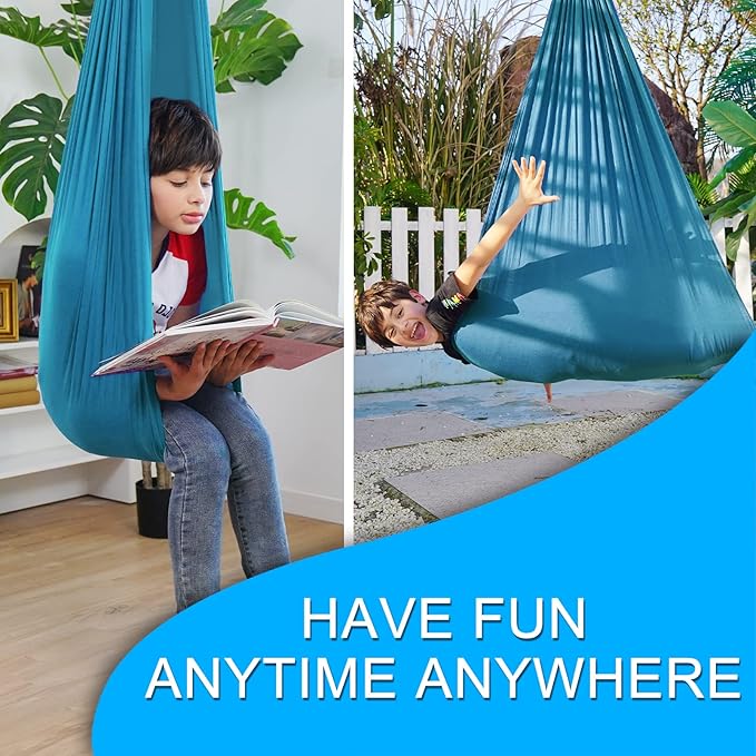 Indoor Therapy Sensory Swing for Kids, Special Needs Joy Cuddle Ceiling Snuggle Swings, Outdoor Room Adjustable Fabric Hammock for Children Child Teens Autism, ADHD, Aspergers, Sensory Integration