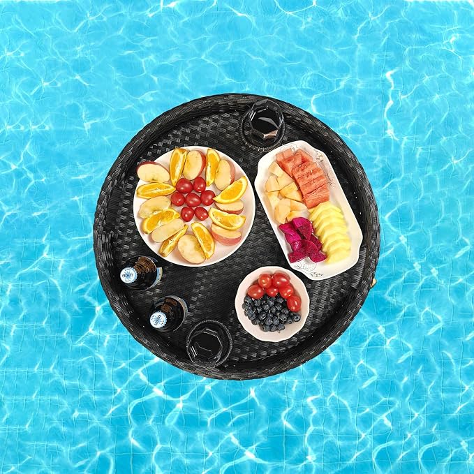 Floating Tray for Pool，Floating Pool Tray, Floating Tray - Floating Pool Table, Ideal for Food & Drinks - Floating Table for Pool - Essential Floating Food Tray for Pool Activities(Round)