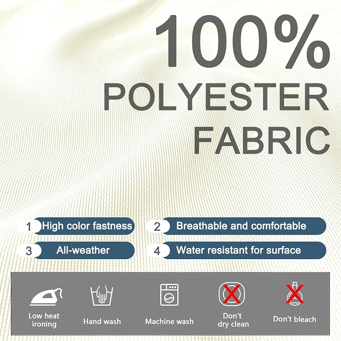 No Stretch,9Pack Outdoor Cushion Covers for 5Pcs 4-Seater Patio Furniture | 600D Oxford Cloth,Patio Sectional Sofa Chair Couch Seat Cushion and Pillow Slipcovers Replacement,Cream-Covers Only