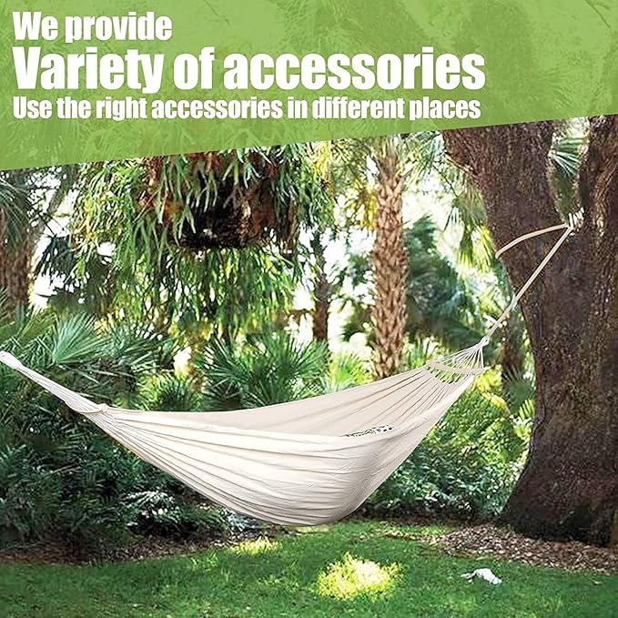Outdoor Hammock with Spreader Bars, Portable Canvas Camping Hammock with Ropes, Adjustable Light Hammock with Carrying Bag, for Garden Patio Travel (Color : White, Size : 190x150cm)