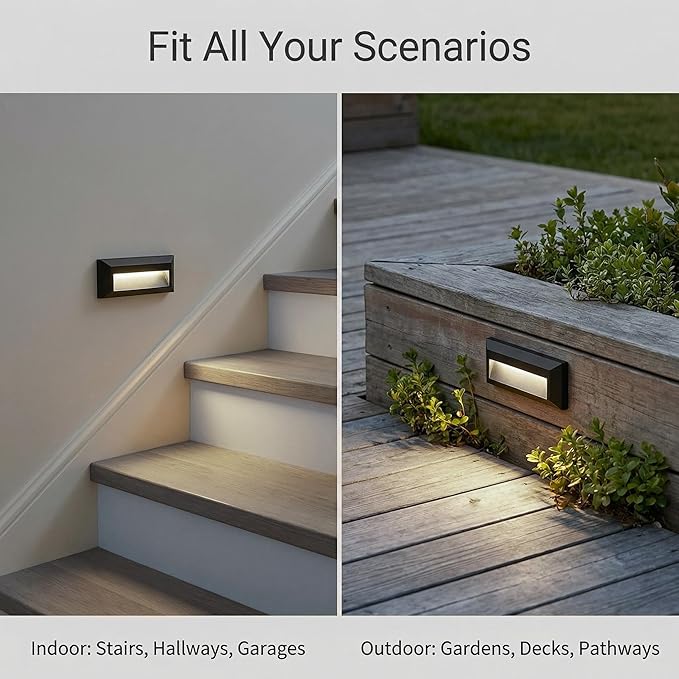 ZONK Outdoor Indoor Step Stair Lights, 110V-240V Line Voltage Waterproof IP65 2W 4000K Neutral White Lighting Landscape Lights for House, 1Pack