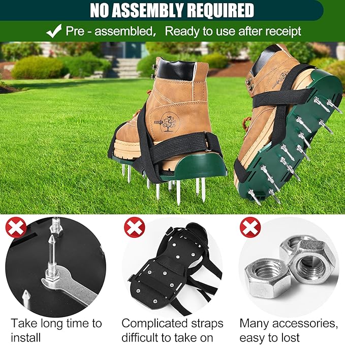 Miuwauer Lawn Aerator Shoes (Classic Version (Durable PP Sole), Green-Black)