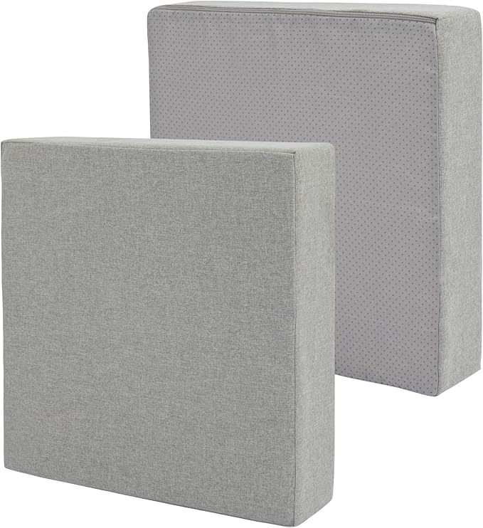 FUNHOME Outdoor Cushion Covers 20 x 20 x 4 inch,Set of 2,Non-Slip Grips Bottom,Replacement Cushion Covers for Garden Patio Furniture Couch Chair,Fade-Resistant Slipcover Only,No Insert(Light Gray)