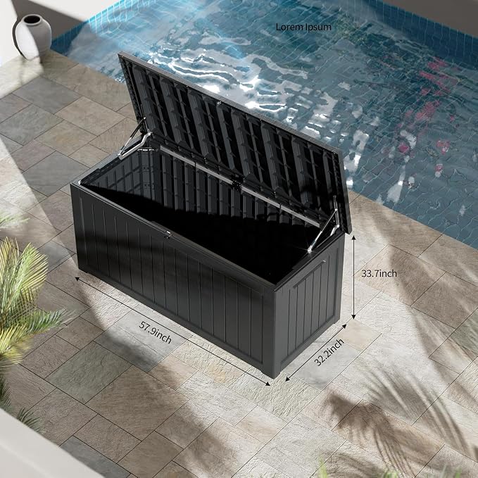 Outdoor Storage Box 270GAL Waterproof Resin Deck Box,UV-Resistant Lockable Delivery Bin for Garden Tools,Large Patio Outside Cushions,Pool Accessories Supplies,Chest,Furniture,Package,Black