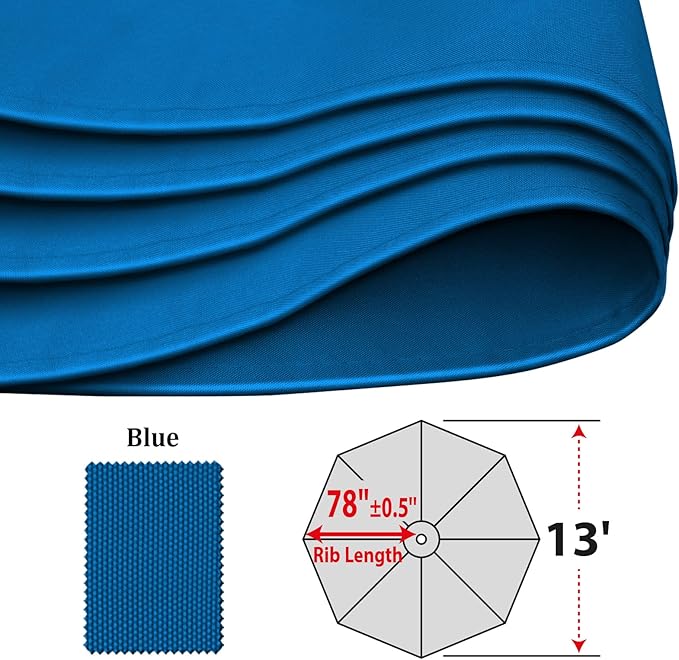 YardGrow 13ft 8 Ribs Umbrella Canopy Replacement for Patio Umbrella, Canopy ONLY, Frame NOT Included