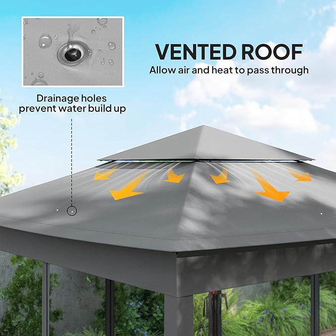 Outsunny 11' x 11' Pop Up Canopy, Outdoor Patio Gazebo Shelter with Removable Zipper Netting, Instant Event Tent w/ 114 Square Feet of Shade and Carry Bag for Backyard, Garden, Dark Gray
