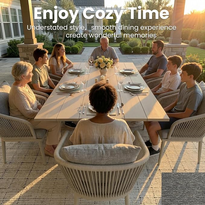 5-Piece Patio Dining Table Sets, Woven Wicker Dining Set with Rectangular Aluminum Table and Dining Chairs Modern Outdoor Dining Furniture Set for Outdoors and Indoors