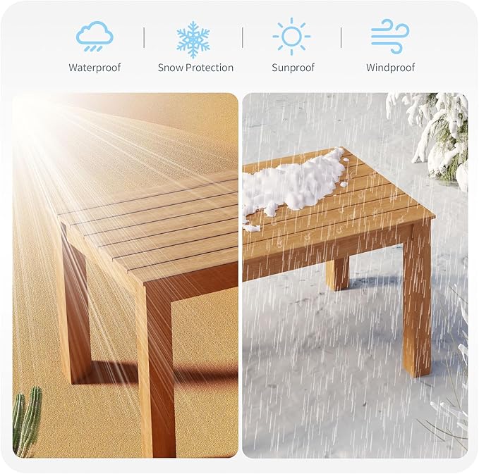 ZHUSI Patio Table and Chairs Set, Outdoor Table and Chairs,HDPE Outdoor Dining Set with Umbrella Hole for Backyard, Poolside