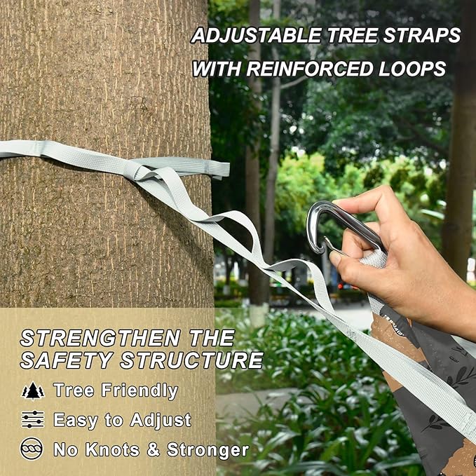 Camping Hammock Outdoor Hammocks for Outside Cactus Brown Beach Trees Portable Lightweight with Pockets Tree Straps Indoor
