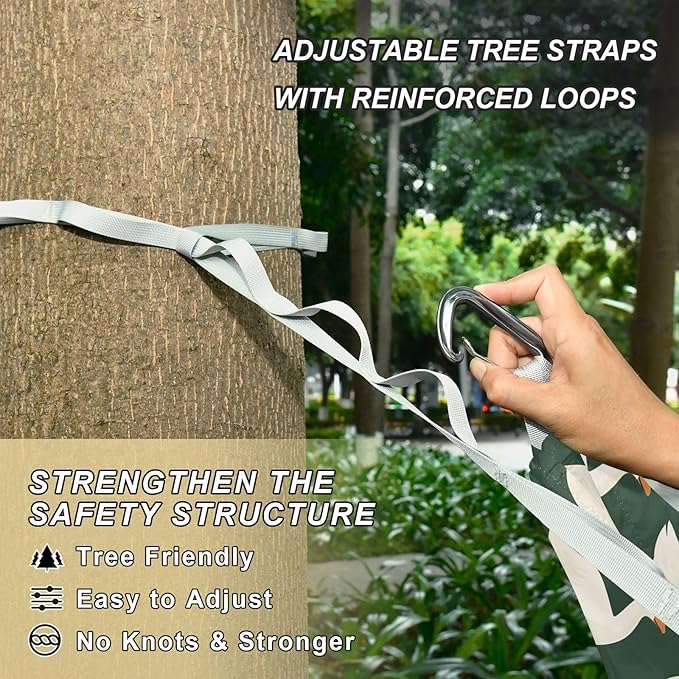 Camping Hammock Outdoor Hammocks for Outside White Duck Green Beach Trees Portable Lightweight with Pockets Tree Straps Indoor