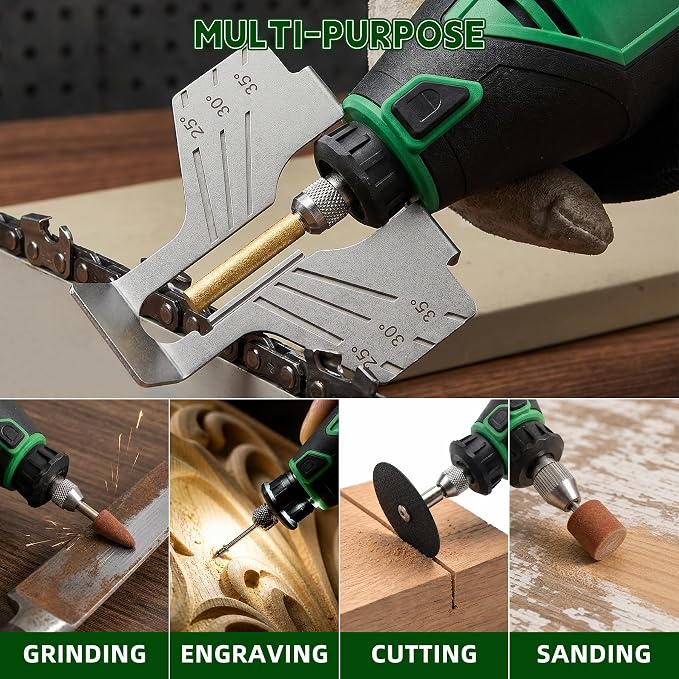Electric Chainsaw Sharpener Kit, Multi-Purpose Rotary Tool Kit - Chain Saw Sharpener Tool with 54PCS Accessories Angle Attachment Sharpening Wheel Bits for All Chainsaw Chains & DIY Crafts