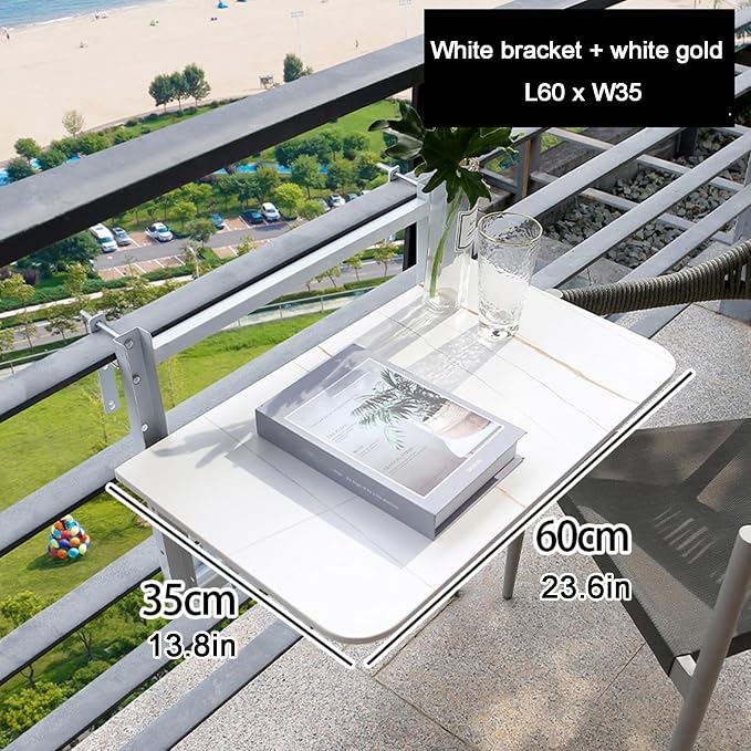Adjustable Height Folding Balcony Railing Bar for Outdoor/Indoor Use - Versatile Patio & Deck Hanging Rail with 4-Level Height Adjustment (60x35cm / 23.6x13.8in)