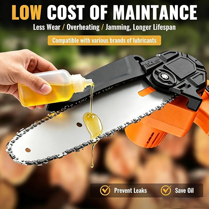 Mini Chainsaw Cordless,6-inch Electric Chain Saw with 2 Lithium Battery Powered,Hand Held Saw for Tree Trimming and Wood Cutting,Best Garden Tools,Unique Gift for boyfriend,father,Men,Orange
