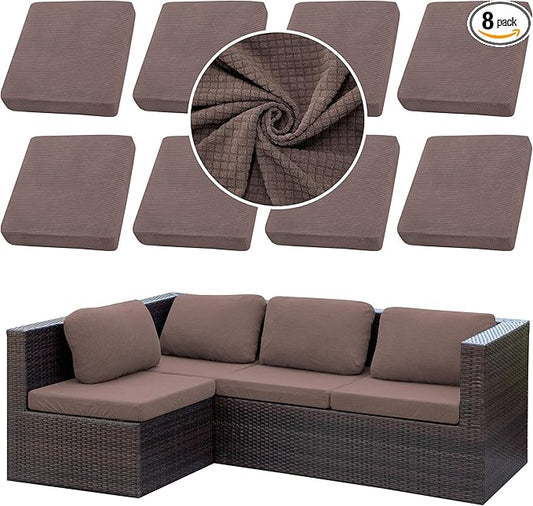 Outdoor Cushion Covers Set,8PCS Patio Furniture Couch Seat Slipcovers, Replacement for Sofa Sectional Chair(Cover，Only)