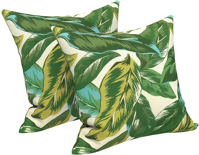 LVTXIII Outdoor Throw Pillows 16x16 Inch, Set of 2 Square Decorative Pillows with Inserts for Patio Furniture, Porch Chair, Sofa Accent, Lush Leaf Jungle