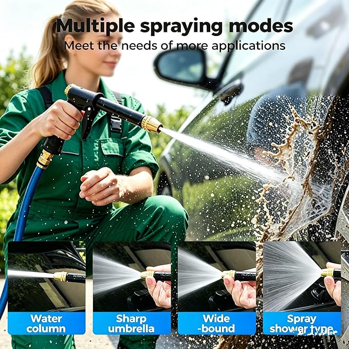 Pressure Washer Hose Attachment, 2026 High Pressure Water Hose Nozzle, Turn Garden Hose into Pressure Washer Wand, for Car, Patio, Gutter, Pet, Window Cleaning with 3 Adjustable Jet Nozzle(Black1)