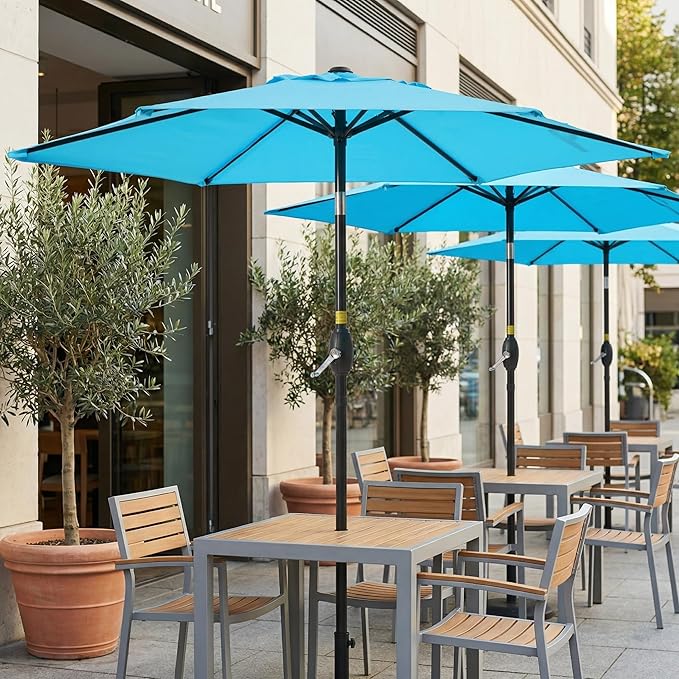 Wisteria Lane Outdoor Patio Umbrella, 7.5' Patio Umbrella, Market Umbrella, Large Outdoor Umbrella, Metal Pole Umbrella with Push Button Tilt and Crank, Polyester Canopy