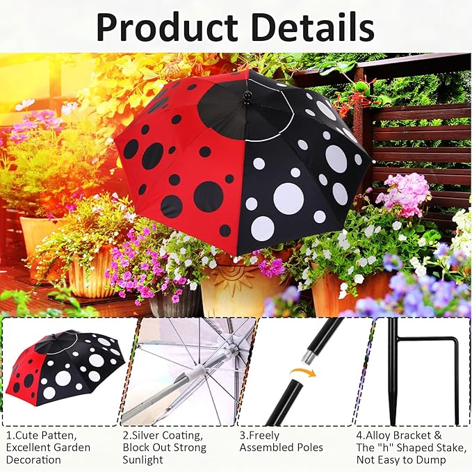 Plant Umbrellas for Outdoor Plants, Large Garden Plant Umbrella Shade Upgraded Adjustable Angle Height for Potted Plants Garden Beds