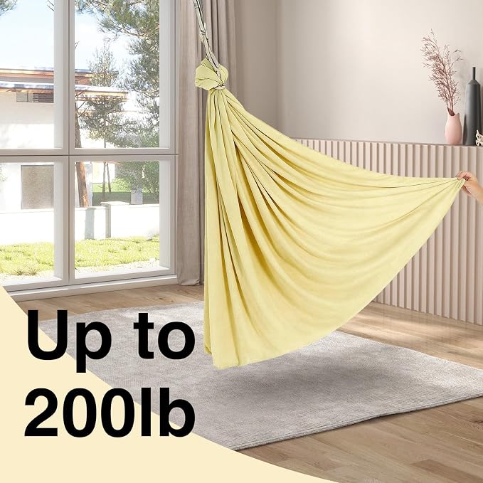 GarveeLife Dual-Layer Cotton Sensory Hammock Swing for Kids & Adults, Calming Compression Therapy, 360° Swivel, Adjustable Height, Indoor & Outdoor Use, 300 lbs Capacity, Light Yellow