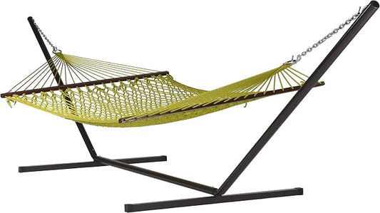 Jumbo Caribbean Rope Hammock and Metal Tri Beam Stand Mocha (Olive)