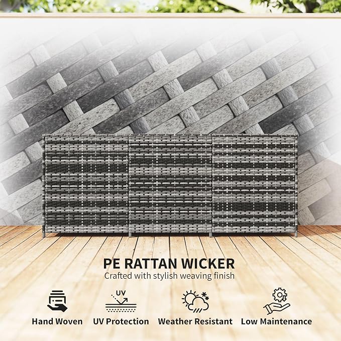 PE Resin Woven Outdoor Storage Chest with Waterproof Liner Reliable Heavy Duty Weather Resistant Fade-Resistant Long-Lasting Slate Gray